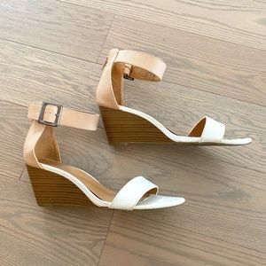 Spring White/Tan Leather Wedge Heels